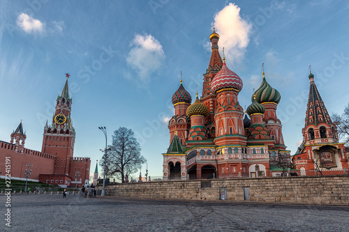 Tourists walking near Kremlin and St Basil's Cathedral in Moscow
