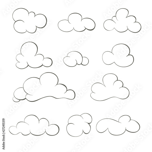 Set of clouds hand-drawn. Set of doodle clouds .