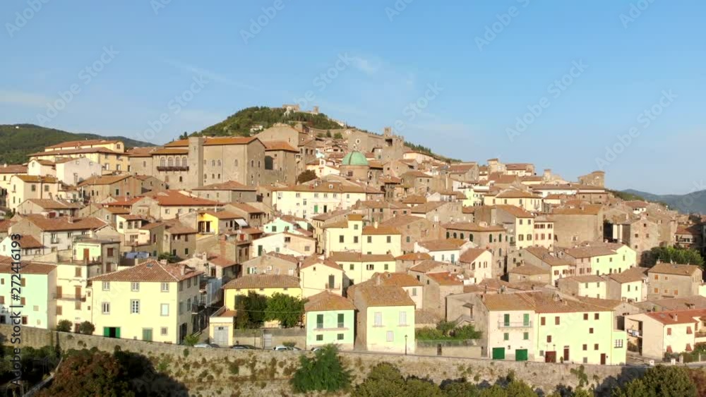 Historic town in Italy, beautiful old buildings, shot by a drone. Historic town in Italy, beautiful old buildings, shot by a drone.