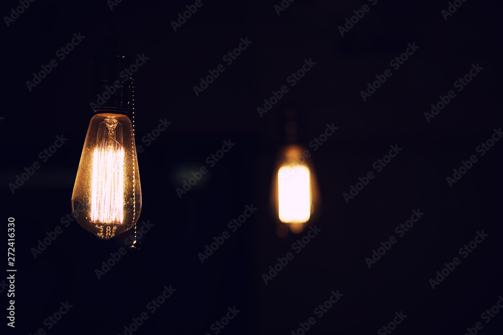 Lamps with tungsten filament. Edison's light bulb. Filament filament in vintage lamps. Retro design of light bulbs. Lamps with tungsten filament. Edison's light bulb. Filament filament in vintage lamps. Retro design of light bulbs.