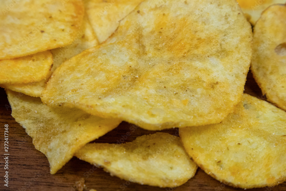 Potato chips close up