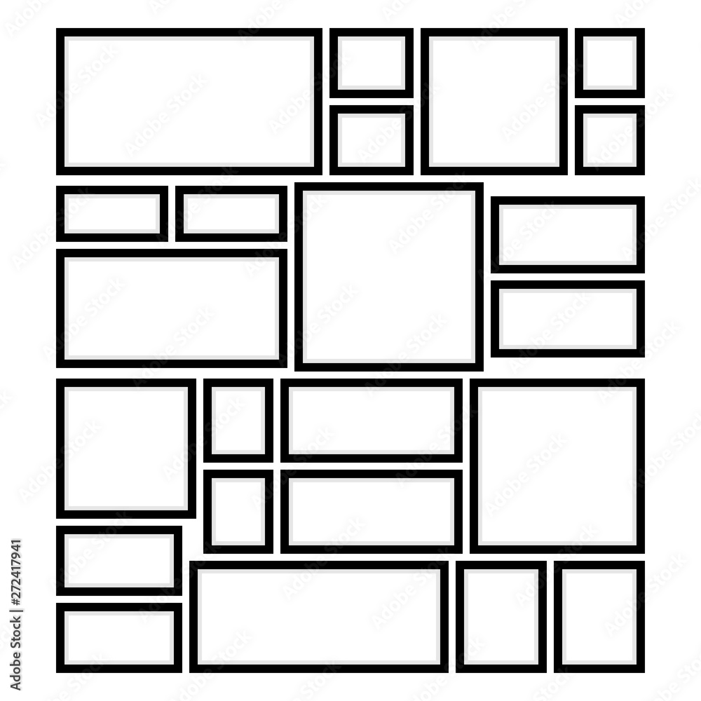 An Example of Arrangement of Square and Rectangular Frames on the Wall for Pictures or Photos, Vector Illustration An Example of Arrangement of Square and Rectangular Frames on the Wall for Pictures or Photos, Vector Illustration