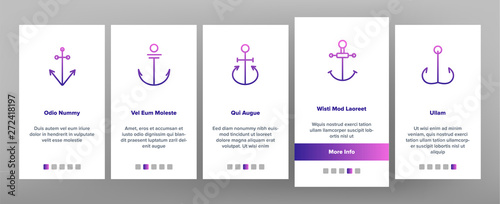 Anchors, Ship Equipment Vector Onboarding Mobile App Page Screen. Vessel Old Anchor, Sailing. Cruise, Marine Shipping And Transportation. Nautical, Maritime Illustration