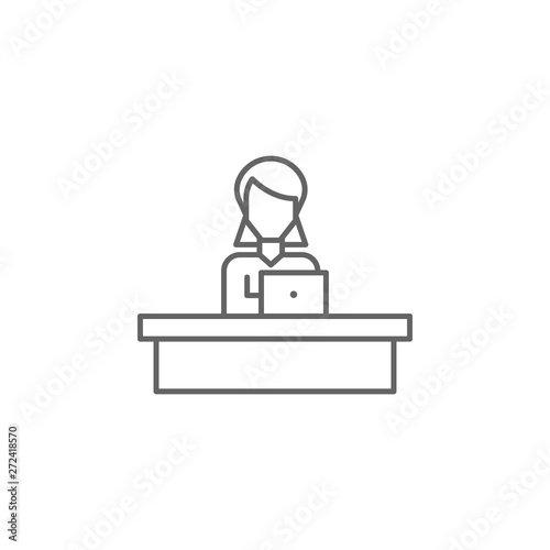 Reception, businesswoman icon. Element of teamwork icon. Thin line icon for website design and development, app development. Premium icon