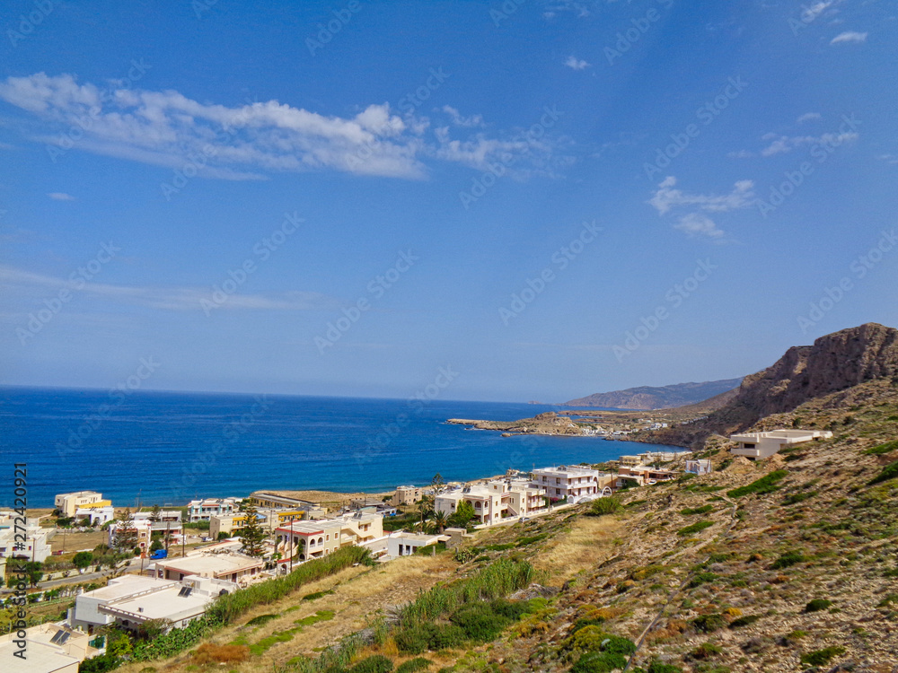 greece village in the bay blue ocean
