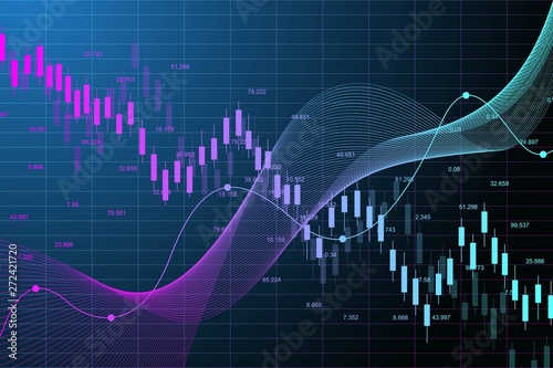 Stock market graph or forex trading chart for business and financial concepts. Stock market data. Bullish point, Trend of graph. Vector illustration