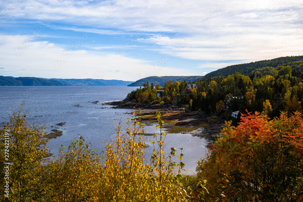 Saguenay river shore at atumn time.