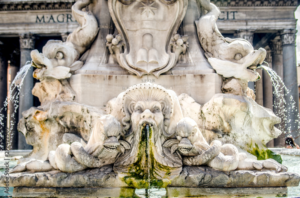 Fountain in the square in front of the Pantheon. Rome. Italy.