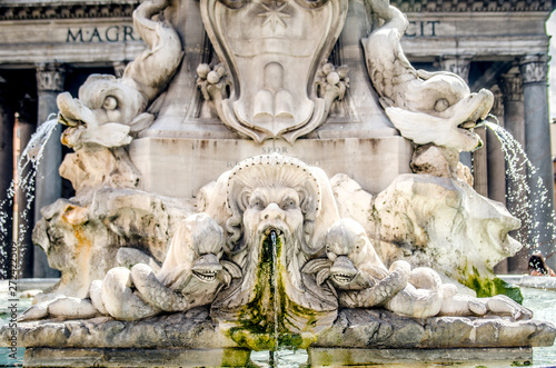 Fountain in the square in front of the Pantheon. Rome. Italy.