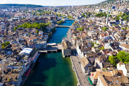 Aerial view of Zurich city in Switzerland