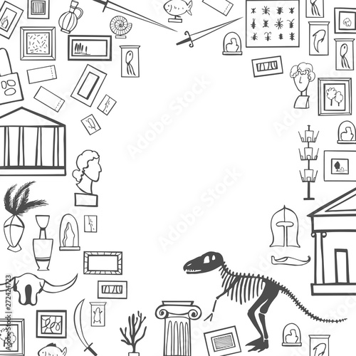 Visiting of museum. Vector background