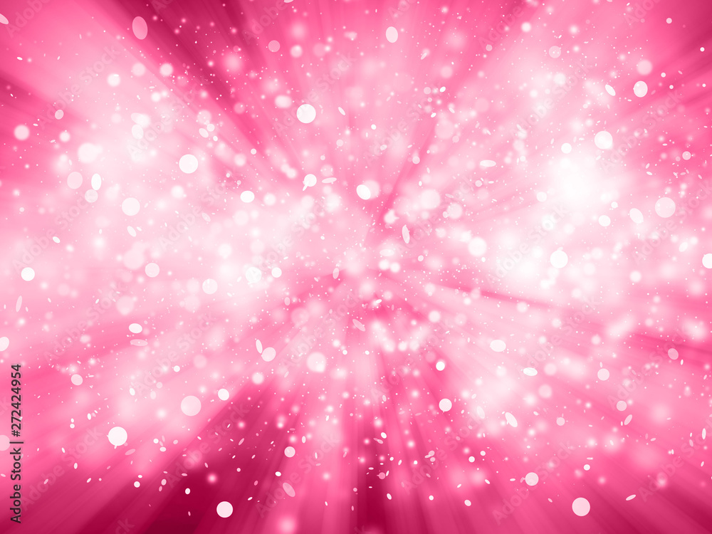 Fototapeta Pink sparkle rays with bokeh abstract elegant background. Dust sparks background.