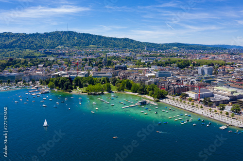 Fototapeta Naklejka Na Ścianę i Meble -  Aerial view of Zurich  city in Switzerland