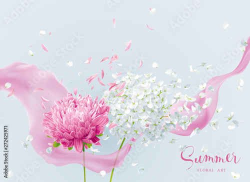 Summer wind and pink silk ribbon