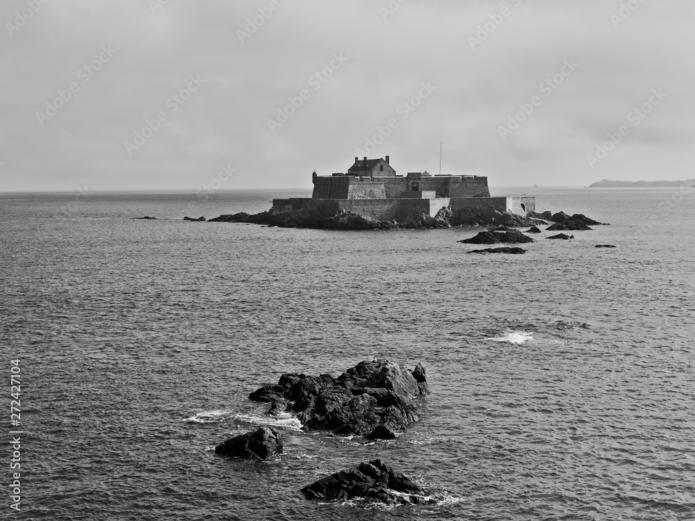 Mist creeps in over the Fort National in St Malo