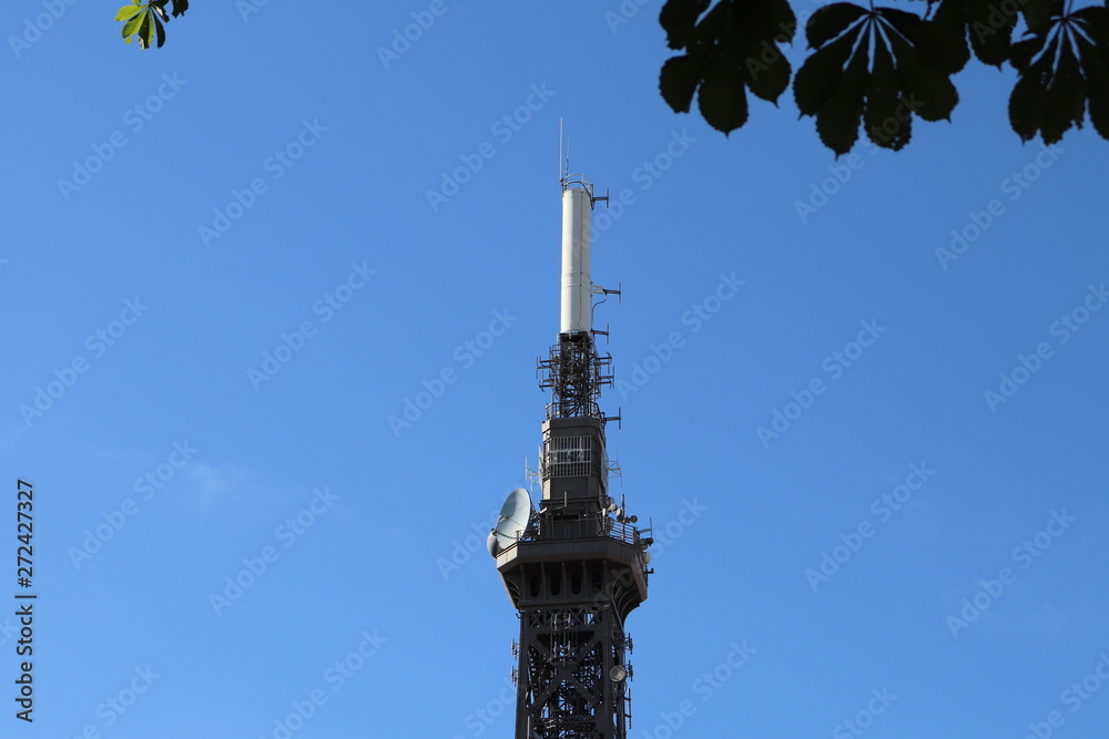 Obraz premium Ville de Lyon - La tour métallique de Fourvière qui mesure 85 mètres de hauteur et est le point le plus haut de la ville de lyon, inaugurée en 1894