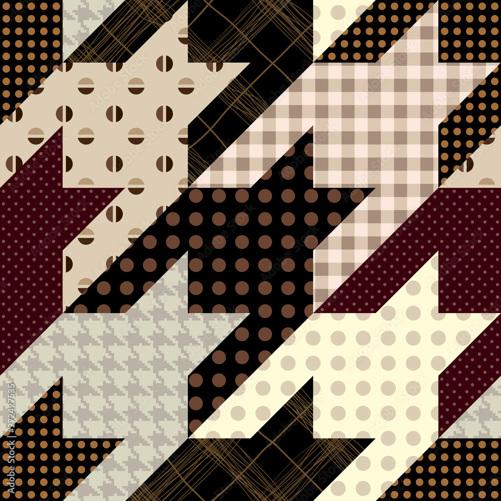 Houndstooth in a patchwork style and a coffee shade