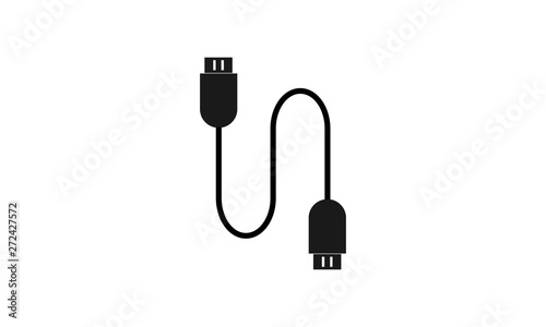 USB cable icon for technology and data transfer