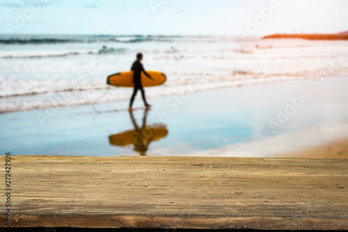 Summer surfers on beach and summer time 