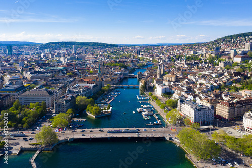 Aerial view of Zurich city in Switzerland
