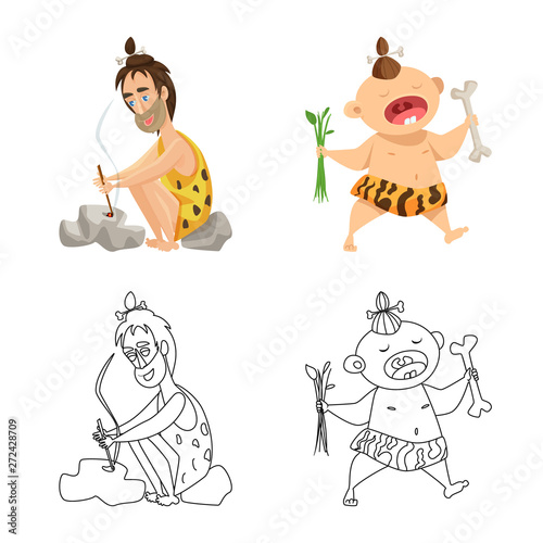 Vector illustration of evolution  and prehistory symbol. Set of evolution  and development  stock vector illustration.