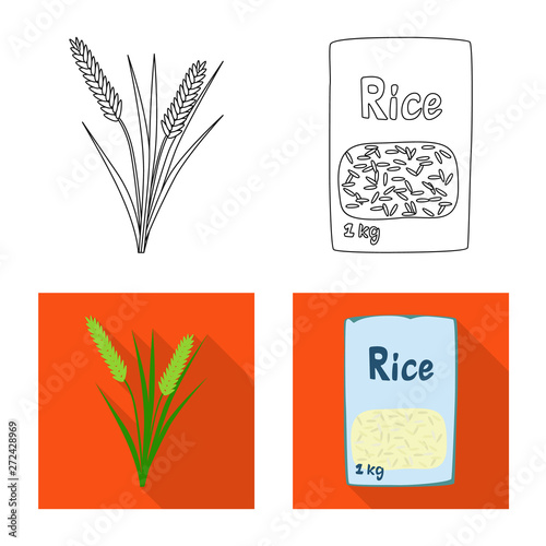 Vector design of crop and ecological icon. Collection of crop and cooking stock vector illustration.