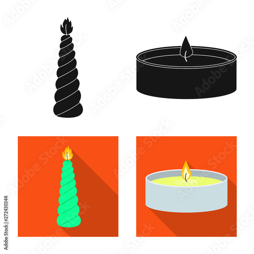 Vector illustration of relaxation and flame logo. Set of relaxation and wax vector icon for stock.