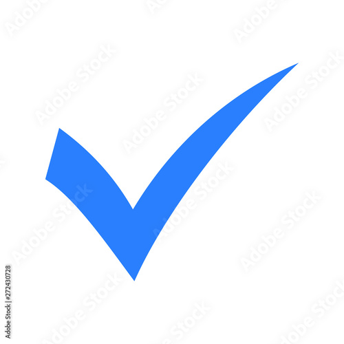 Blue check mark icon. Tick symbol, tick icon vector illustration.