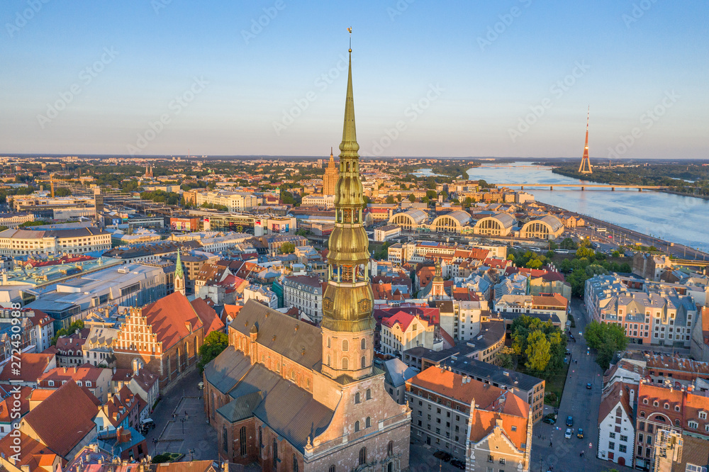 The capital of Latvia from drone flight