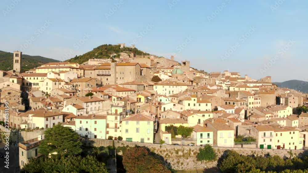 Historic town in Italy, beautiful old buildings, shot by a drone. Historic town in Italy, beautiful old buildings, shot by a drone.