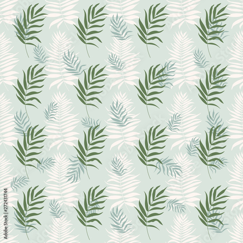 Seamless pattern of palm, jungle , tropical, leaves background. Vector floral, botanical and foliage illustration. Pattern for print. © Tanyasun