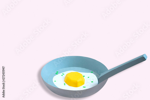 Paper pan with paper fried eggs