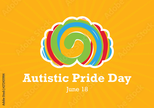 Autistic Pride Day vector. World Autism Day. Brain with rainbow spiral. Important day