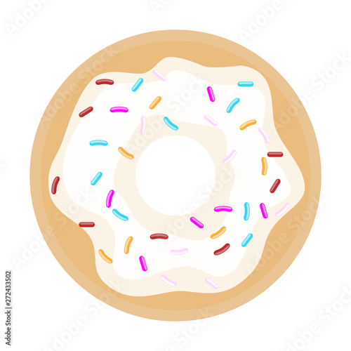 Sweet donut glazed pastry snack. Vector illustration.