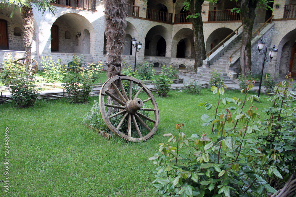 Fototapeta premium old park mill in village wheel