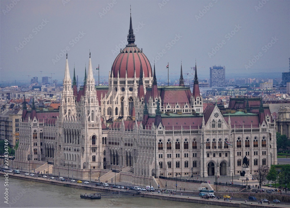 Close-up view of the Hungarian Parliament in Budapest