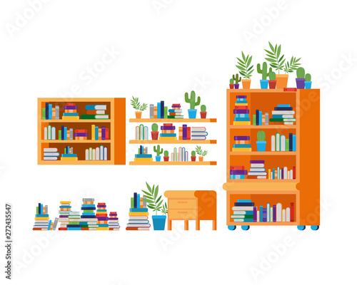 Fototapeta Naklejka Na Ścianę i Meble -  living room with couch and bookshelf of books