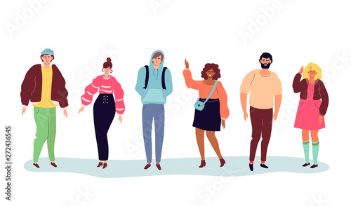 Cute teenagers - modern colorful flat design style characters