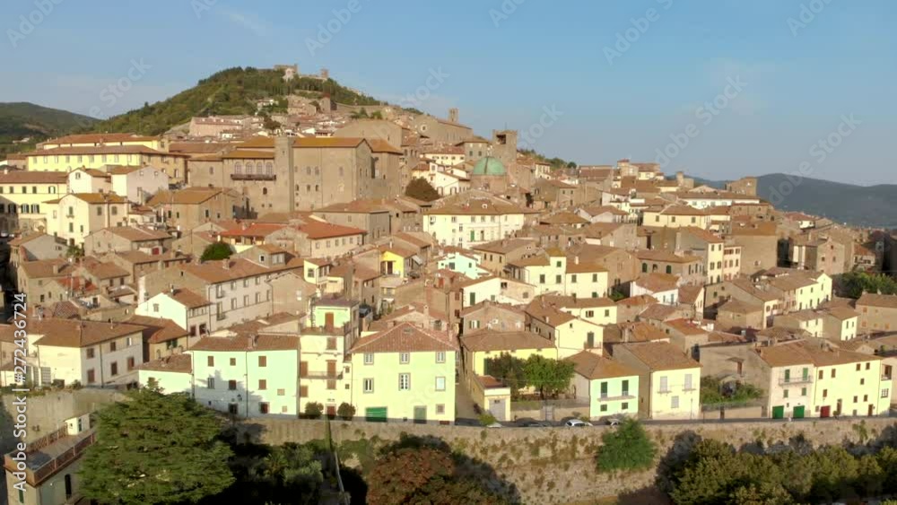 Historic town in Italy, beautiful old buildings, shot by a drone. Historic town in Italy, beautiful old buildings, shot by a drone.