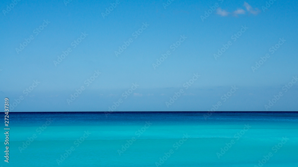 Obraz premium Caribbean sea with a beautiful blue-emerald color in Mexico. 