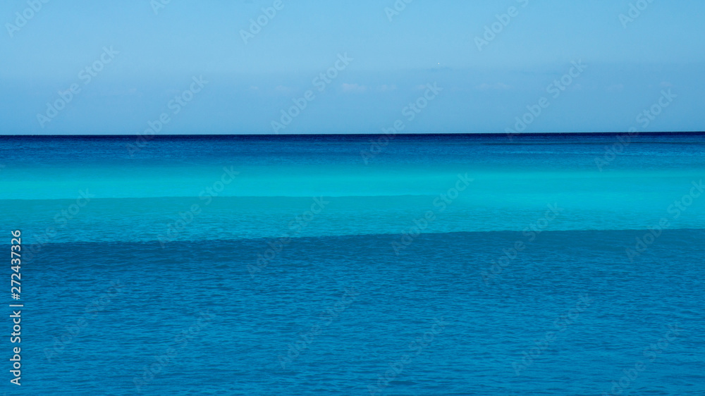 Caribbean sea with a beautiful blue-emerald color in Mexico. 