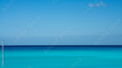 Caribbean sea with a beautiful blue-emerald color in Mexico. 