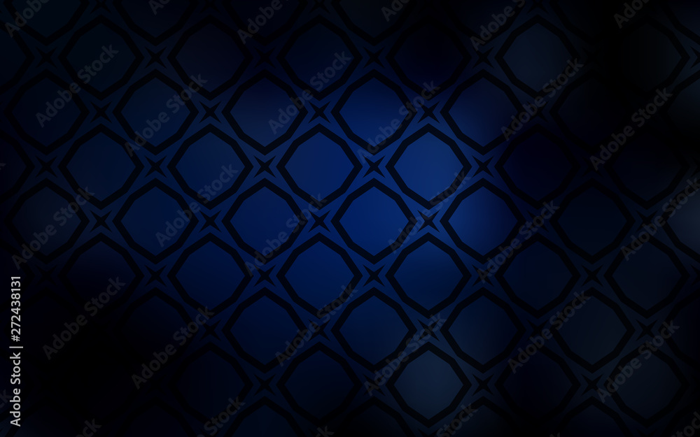 Dark BLUE vector cover with small and big stars. Dark BLUE vector cover with small and big stars.