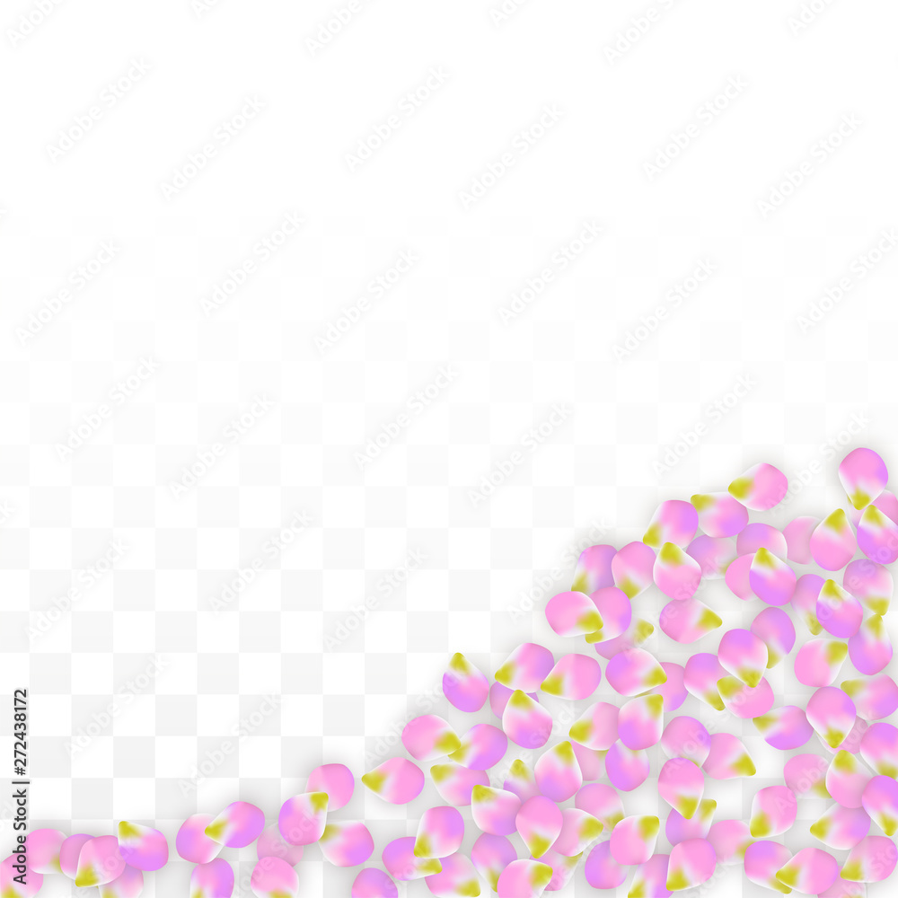 Vector Realistic Pink Petals Falling on Transparent Background. Spring Romantic Flowers Illustration. Flying Petals. Sakura Spa Design. Blossom Confetti. Vector Realistic Pink Petals Falling on Transparent Background. Spring Romantic Flowers Illustration. Flying Petals. Sakura Spa Design. Blossom Confetti.