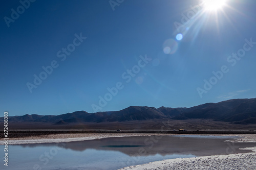 The Lagunas Escondidas (hidden altiplanic lagoons) of Baltinache : salt lakes in Salar of Atacama desert, Chile © nomadkate