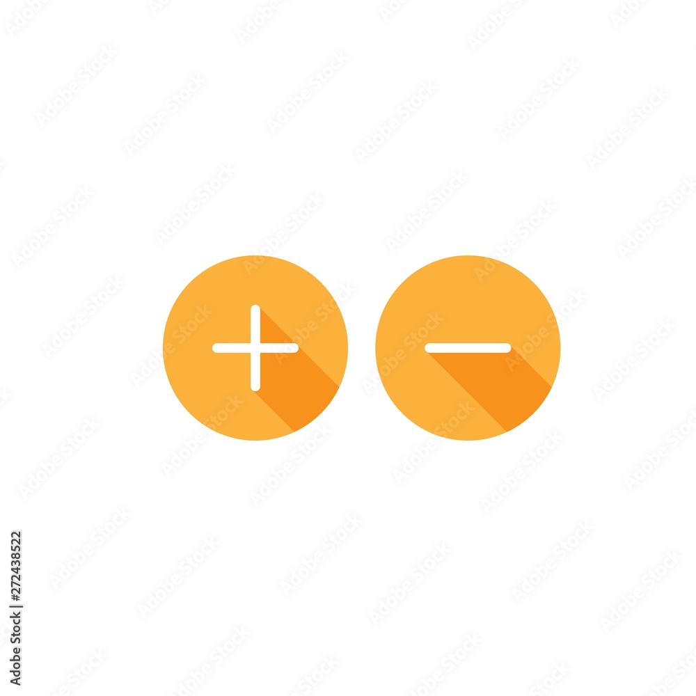 Obraz premium plus and minus circle flat vector icons isolated on white. Add or plus purchase pictogram.