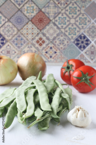 Fresh green bean meal ingredients, Turkish traditional food