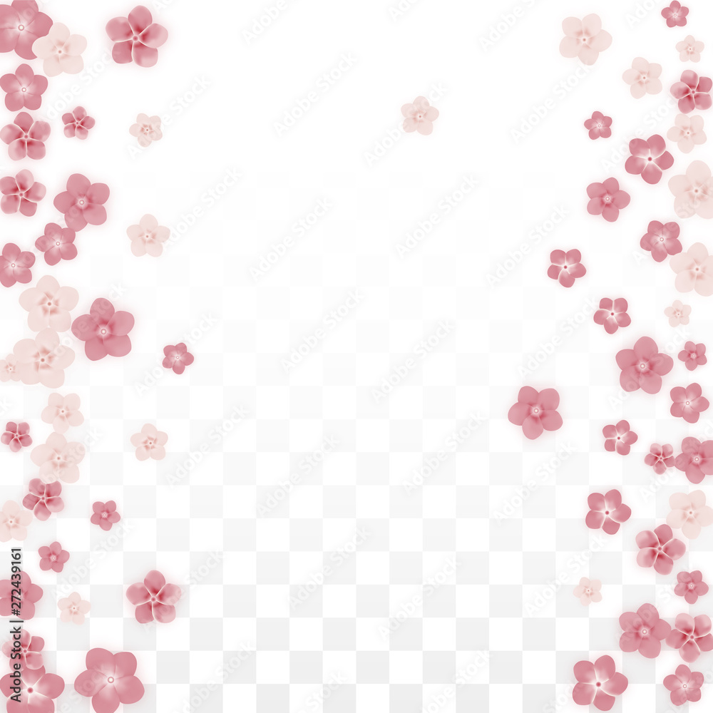 Vector Realistic Pink Flowers Falling on Transparent Background. Spring Romantic Flowers Illustration. Flying Petals. Sakura Spa Design. Blossom Confetti. Design Elements for Wedding Decoration. Vector Realistic Pink Flowers Falling on Transparent Background. Spring Romantic Flowers Illustration. Flying Petals. Sakura Spa Design. Blossom Confetti. Design Elements for Wedding Decoration.