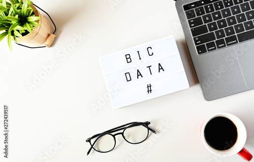 Bic Data Business Concept flat lay,minimal style photo