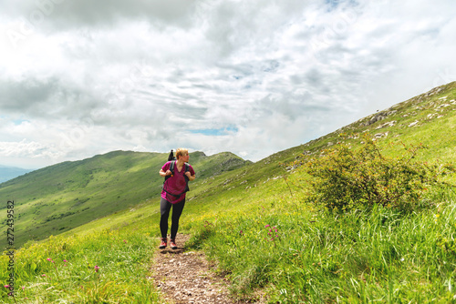 Female hiker on the mountain